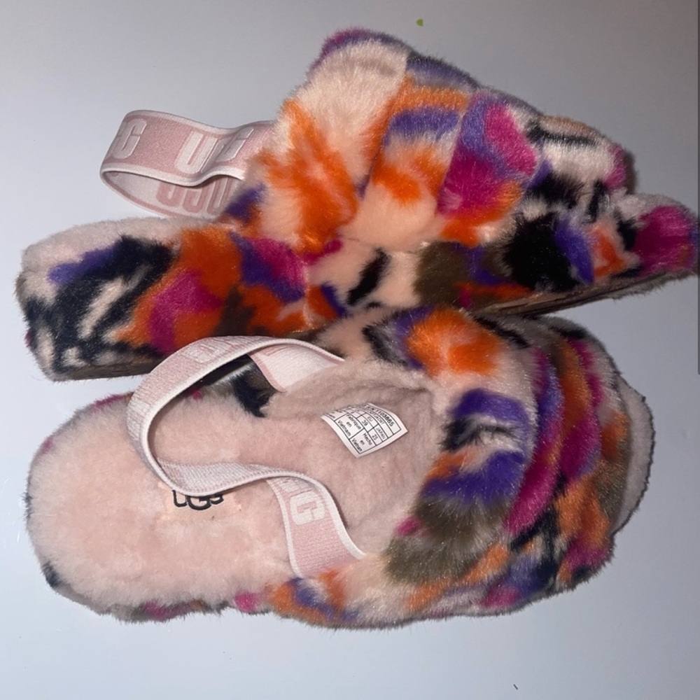 UGG Fluff yeah pink camo slingback slide